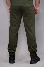 Спорт-брюки Варгградъ мужские хаки жёлтые «Солнце за нас-2» без начёса