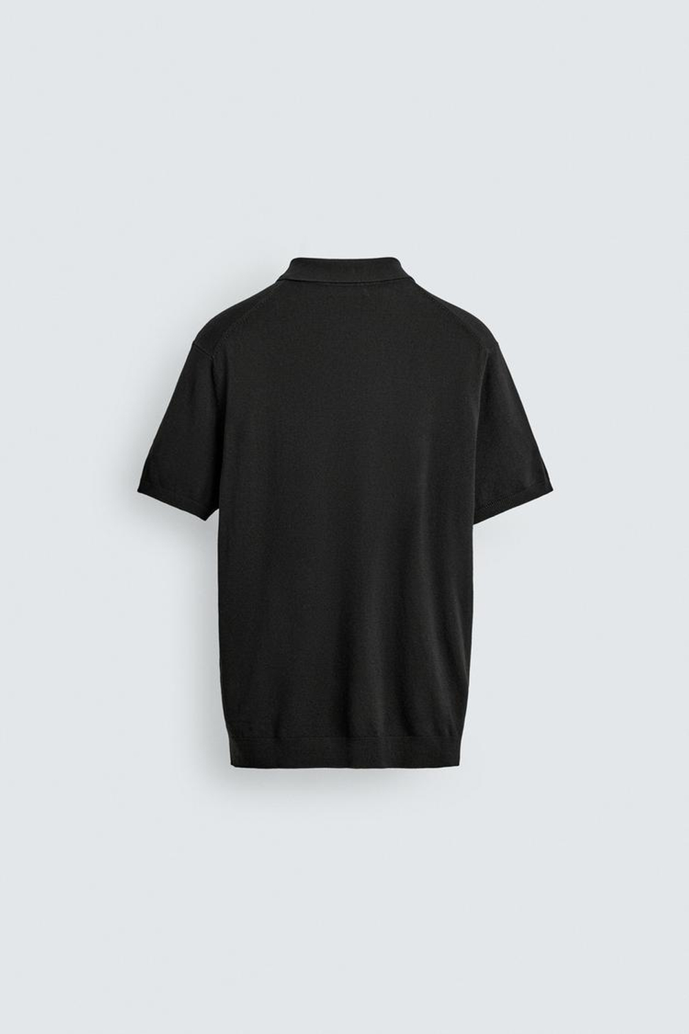 ZARA ПОЛО ИЗ ТРИКОТАЖА КЛАССИЧЕСКОГО КРОЯ, ЧЕРНЫЙ