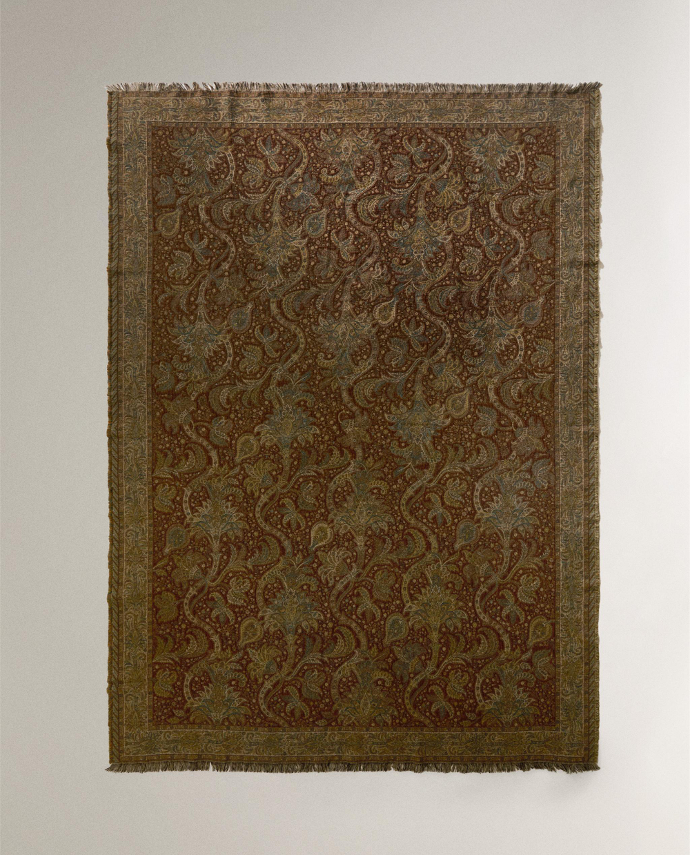 Zara Home плед из хлопка, хаки, 140x190 см