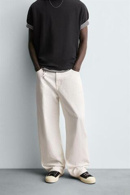 ZARA ДЖИНСЫ BALLOON FIT, БЕЛЫЙ
