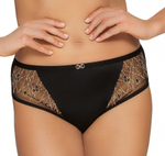 Трусики-слипы с сетчатыми вставками и вышивкой люрексом (Размер: XXL) (Цвет: черный)