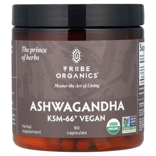 Tribe Organics, Ashwagandha KSM-66® для веганов, 90 капсул (300 мг на капсулу)