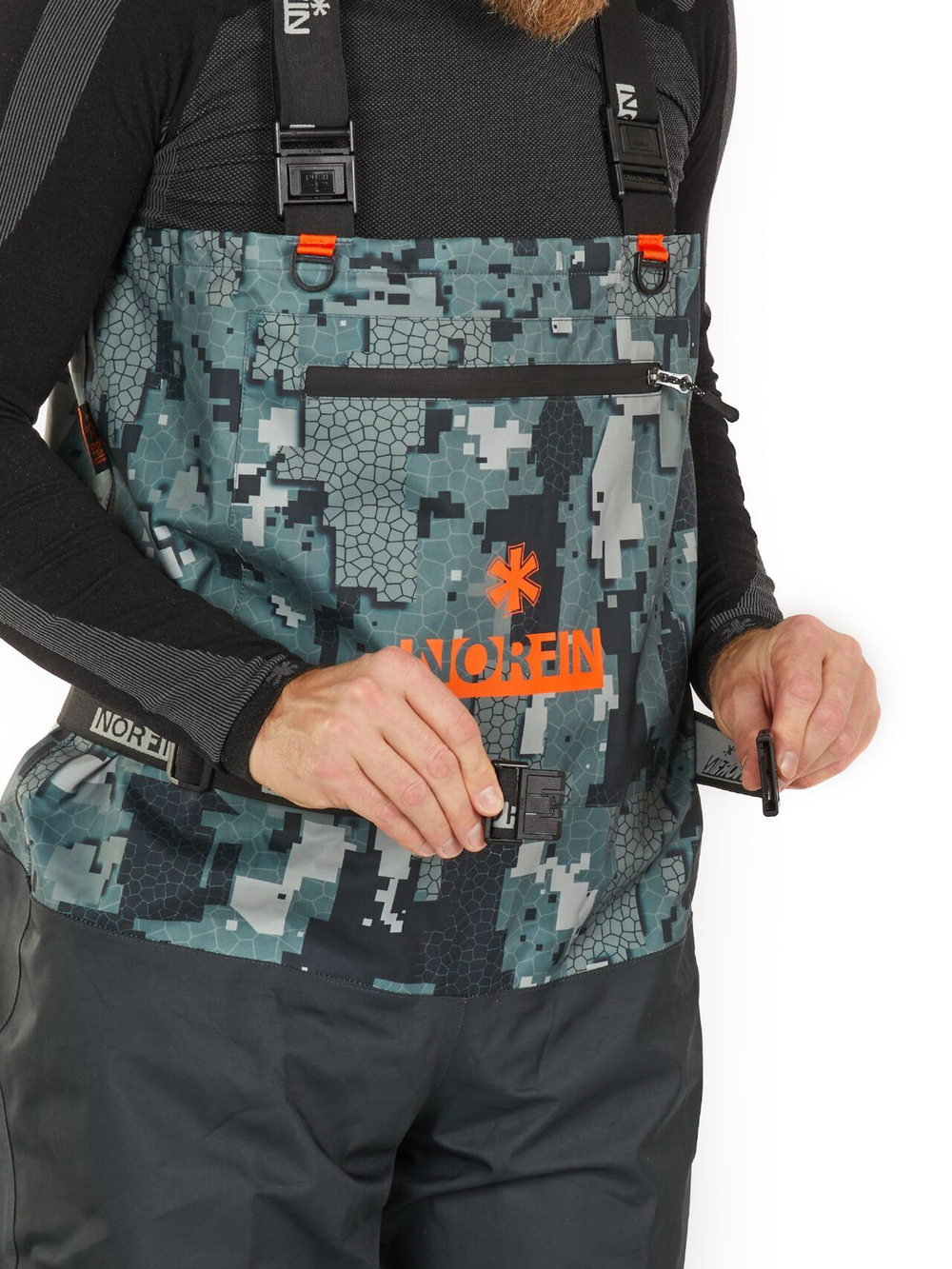 Полукомбинезон заброд. Norfin PILOT CAMO BOOTFOOT р.40-S с сапогами резина