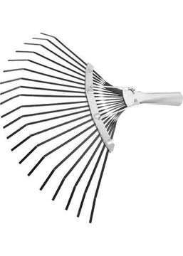 Грабли веерные стальные, 385 мм, 20 плоских зубьев, оксидированные, без черенка, Россия Сибртех 61778