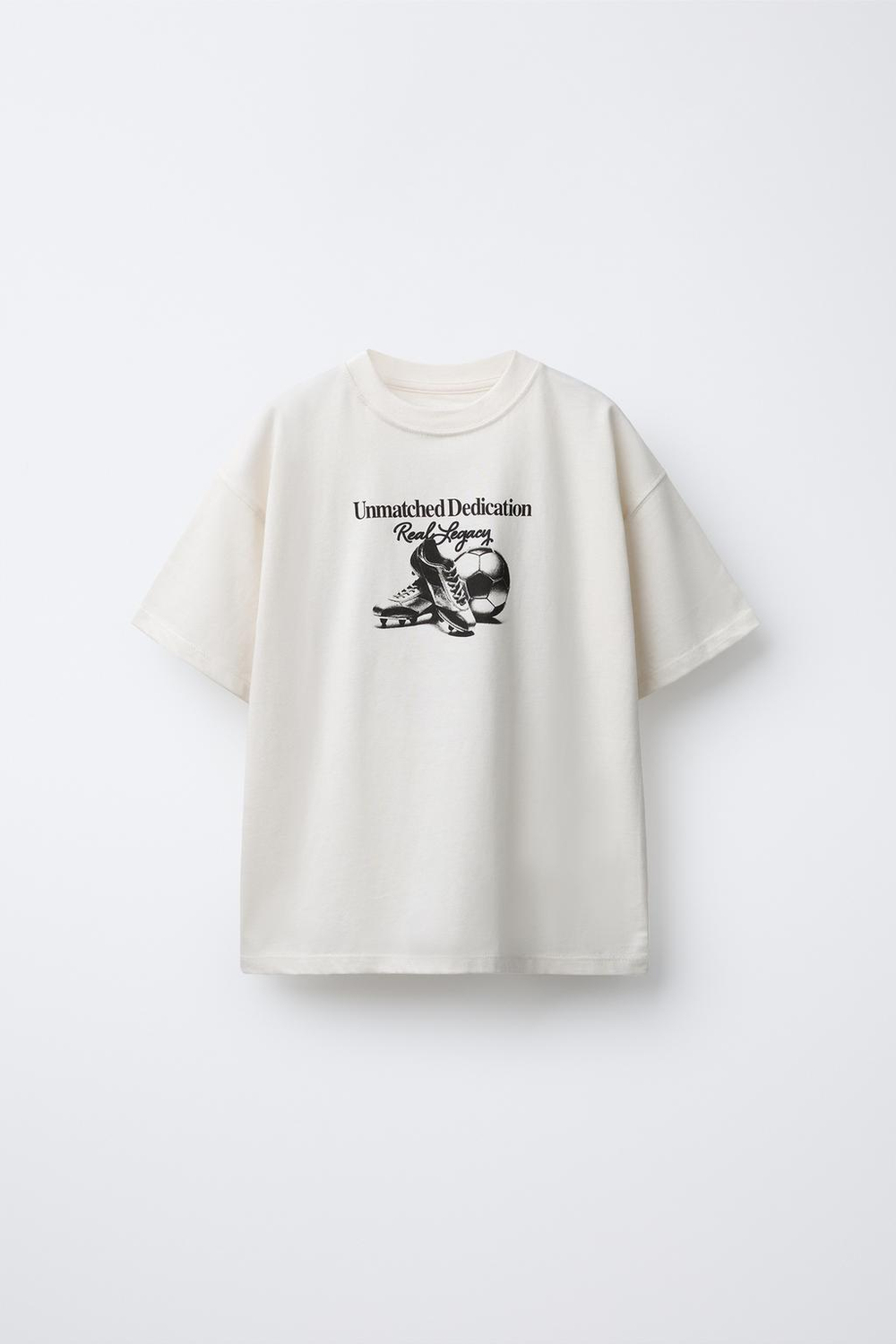 ZARA ФУТБОЛКА С ПРИНТОМ, ЭКРЮ