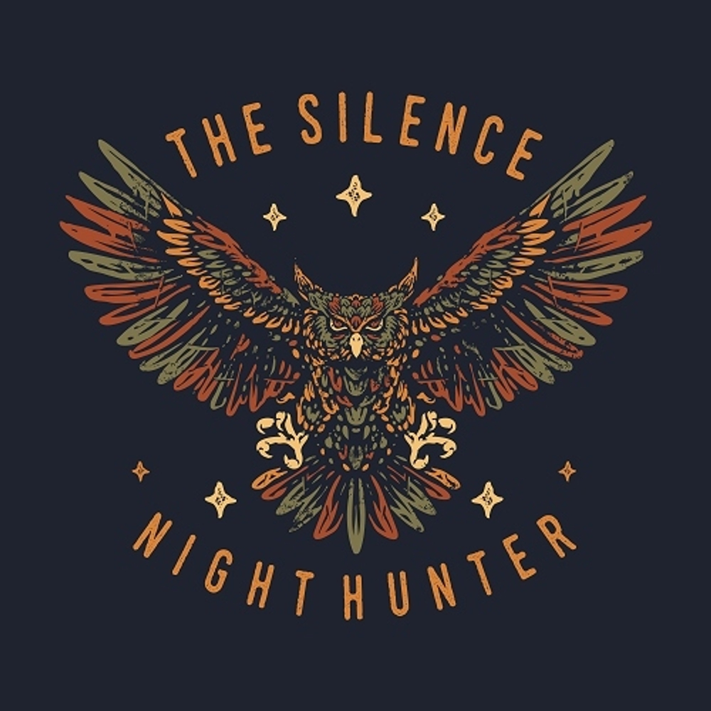 Принт The silence Night hunter темно-синий