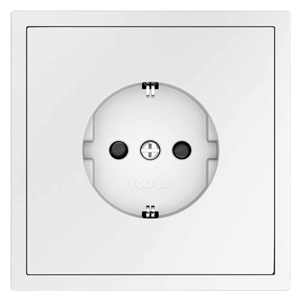 Розетка встраиваемая VOLTUM S70 с заземлением и защитными шторками, 16А, (белый матовый)