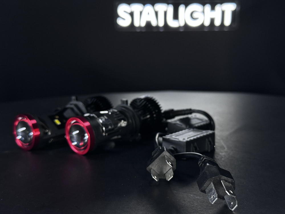 Светодиодные лампы H4, мини линзы H4, LED лампы H4, белые 5500k, 10800Lm, LED линзы, 2 шт