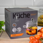 Кастрюля 1,5л стеклянная с крышкой "Vittorio"