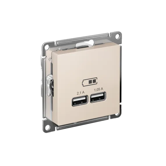 Розетка USB AtlasDesign тип A+A 5В 1х2.1А 2х1.05А механизм беж. SE ATN000233