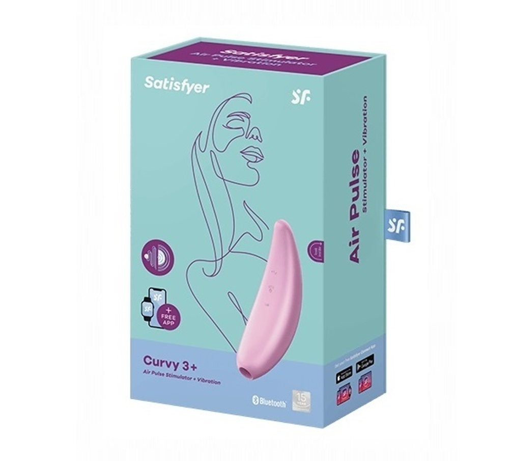 Вакуумно-волновой стимулятор Satisfyer Curvy 3+ с возможностью управления через приложение розовый