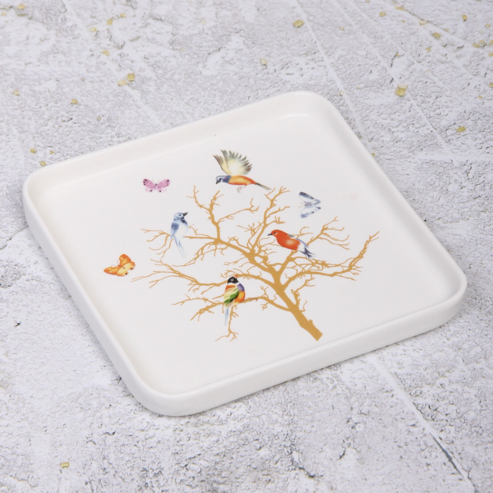 Тарелка керамическая «Райский сад» 15*15*2см, белая