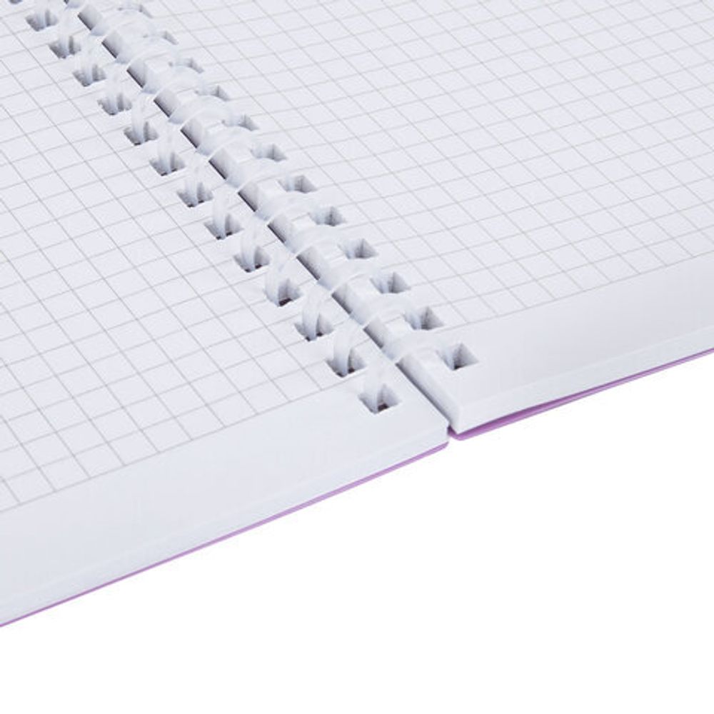 Тетрадь обложка пластик, А4 80 л., гребень мягкий, вырубка для ручки, клетка, BRAUBERG, сиреневый, 405374