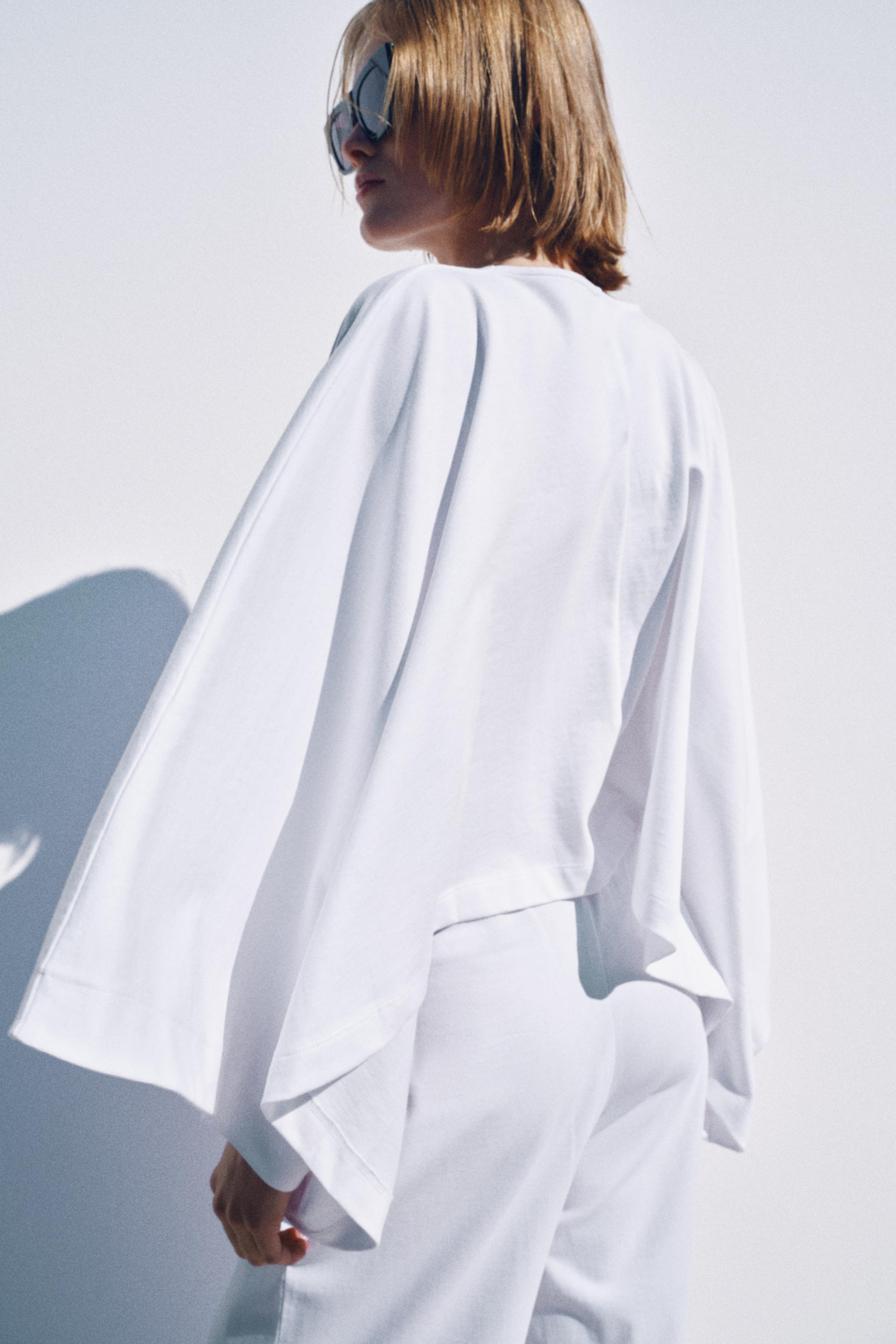 ZARA ТОП-НАКИДКА ИЗ ПЛОТНОГО ХЛОПКА, БЕЛЫЙ