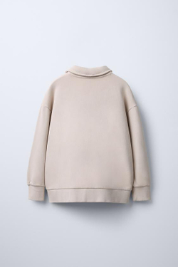 ZARA ТОЛСТОВКА ПОЛО С НАШИВКОЙ, ЭКРЮ
