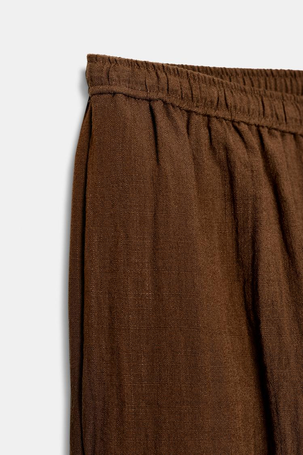 ZARA ШИРОКИЕ БРЮКИ НА РЕЗИНКЕ, СВЕТЛО-КОРИЧНЕВЫЙ