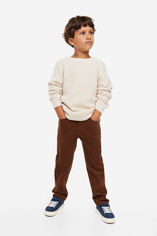 H&M Облегающие вельветовые брюки в рубчик, темно-коричневый
