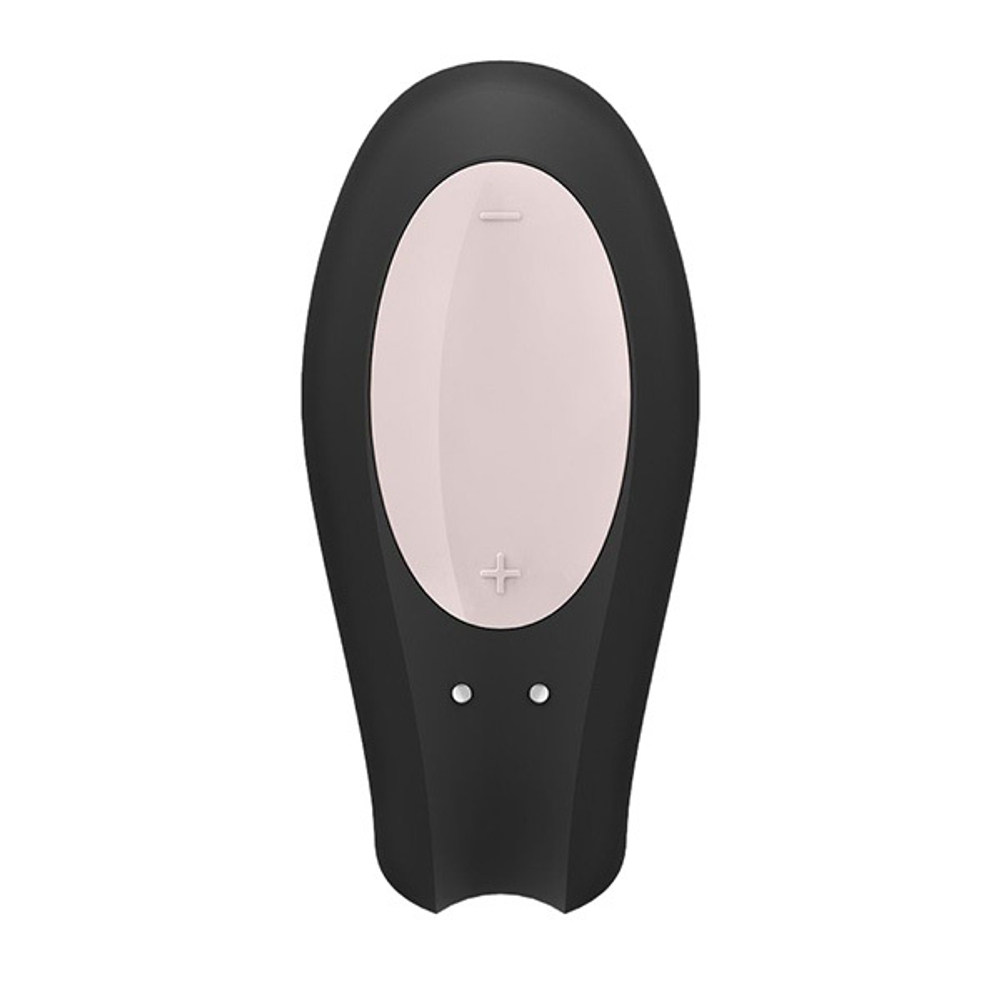 Черный вибратор 9см для пар с управлением через приложение Satisfyer Double Joy