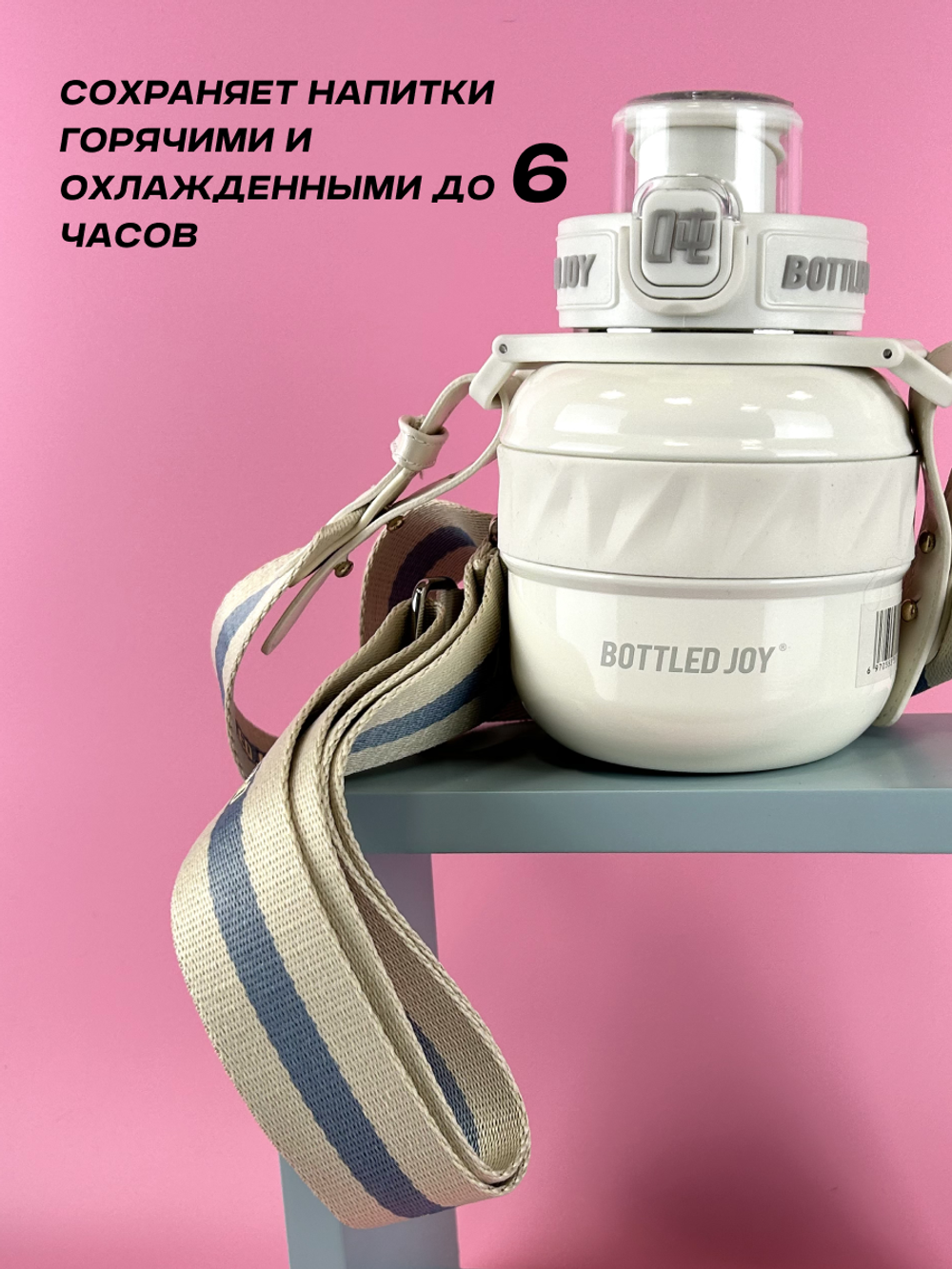 Термос Bottled Joy, нержавеющая сталь 316, 500 мл, белый (глянец)