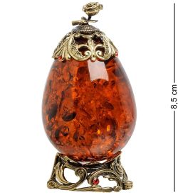 Народные промыслы AM-1473 Фигурка «Яйцо с розой» (латунь, янтарь)