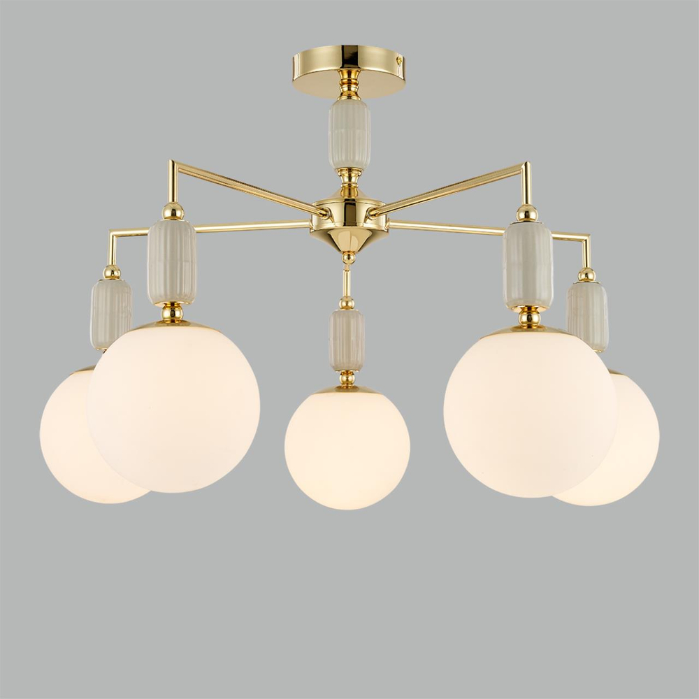 6580/5C CLASSI LN26 36 французское золото, серый/белый металл, керамика/стекло Люстра потолочная E14 5*40W 220V VIVIEN