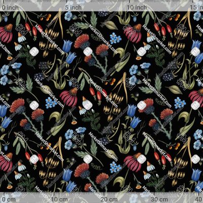 Полевые цветы на черном фоне by g.sm.art 500 DPI