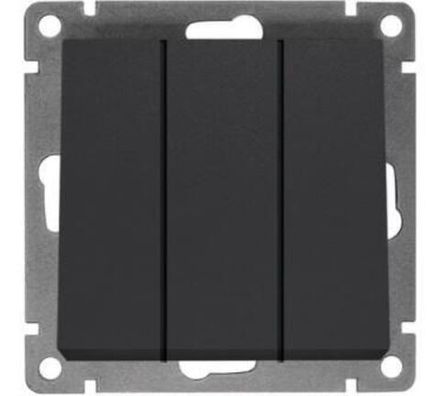 Выключатель трехклавишный "UNIVersal" серия "Афина", с/у, 10А, 220В, графит (еврослот) (HU2330)