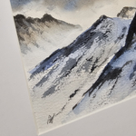 Картина авторская акварельная в паспарту 30х40 см на стену для интерьера "Горный пейзаж в стиле Franco Pretti"