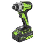 Винтоверт ударный акк. Greenworks GD24ID3, 24V, б/щет, 0-2800об/мин, 4000уд/мин, HEX 1/4, 300Нм, 3 режима,1x4Ач,ЗУ,кор (3802807CUB)