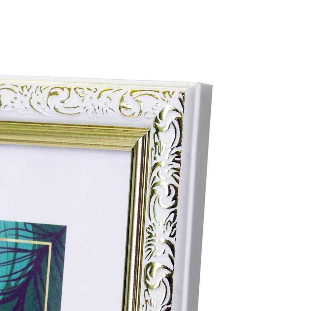 Фоторамка пластик 21х30 см Эрмитаж белый с золотом