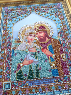 И-26 Набор для вышивания хрустальными камнями Святые Петр и Феврония