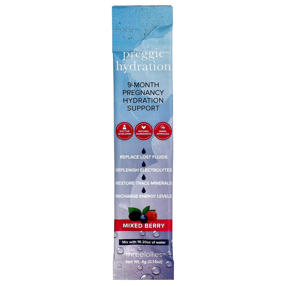 Preggie, Hydration, ягодное ассорти, 20 пакетиков по 4 г (0,14 унции)