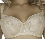 Телесный бюстгальтер с мягкой чашкой +size из кружева с «ресничками» (Размер: 90G) (Цвет: телесный)