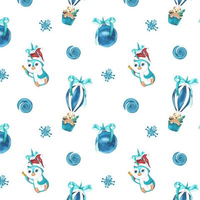 Рождественский детский паттерн с игрушками на елку