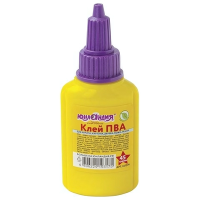 Клей ПВА 45г. (бумага, картон, дерево) (ЮНЛАНДИЯ) (Комплект 80шт.)