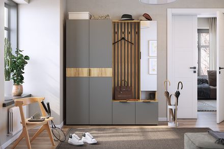 Прихожая Бери (Дуб крафт золотой/Графит) 1600*350*1826 Мебельсон