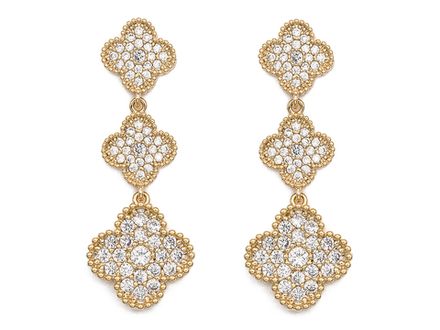 Серьги "Клевер" 42мм, со стразами