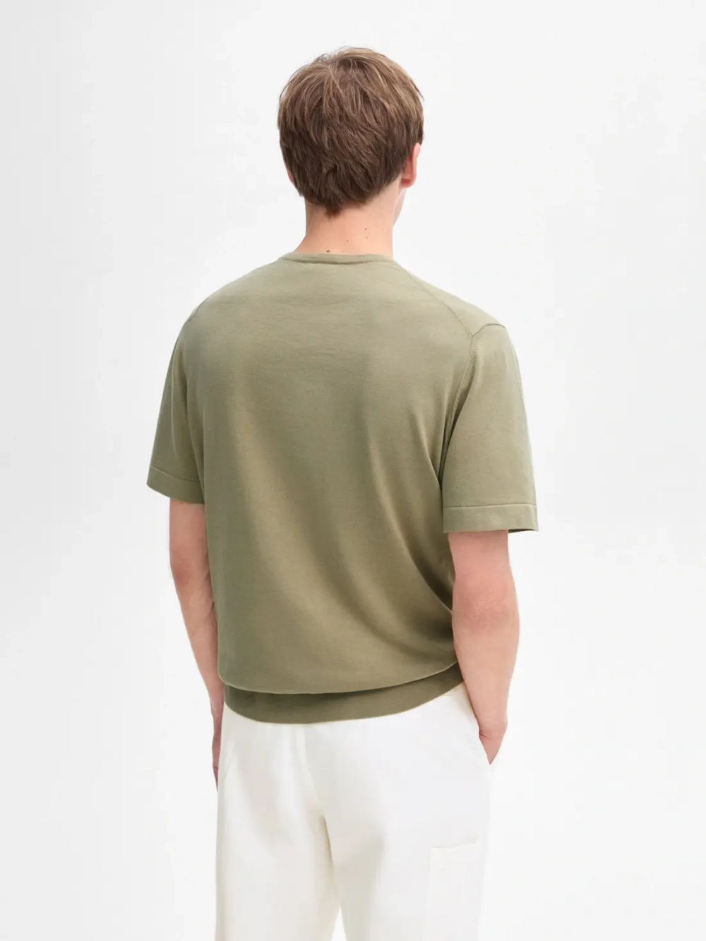 Massimo Dutti Футболка из 100% хлопка, светло-зеленый