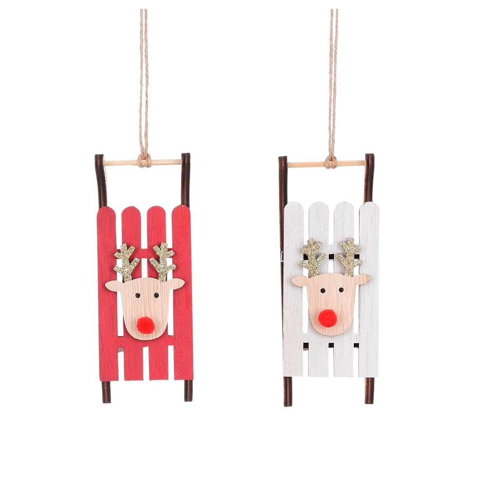 Елочная игрушка House of Seasons Санки с рождественским декором в ассортименте