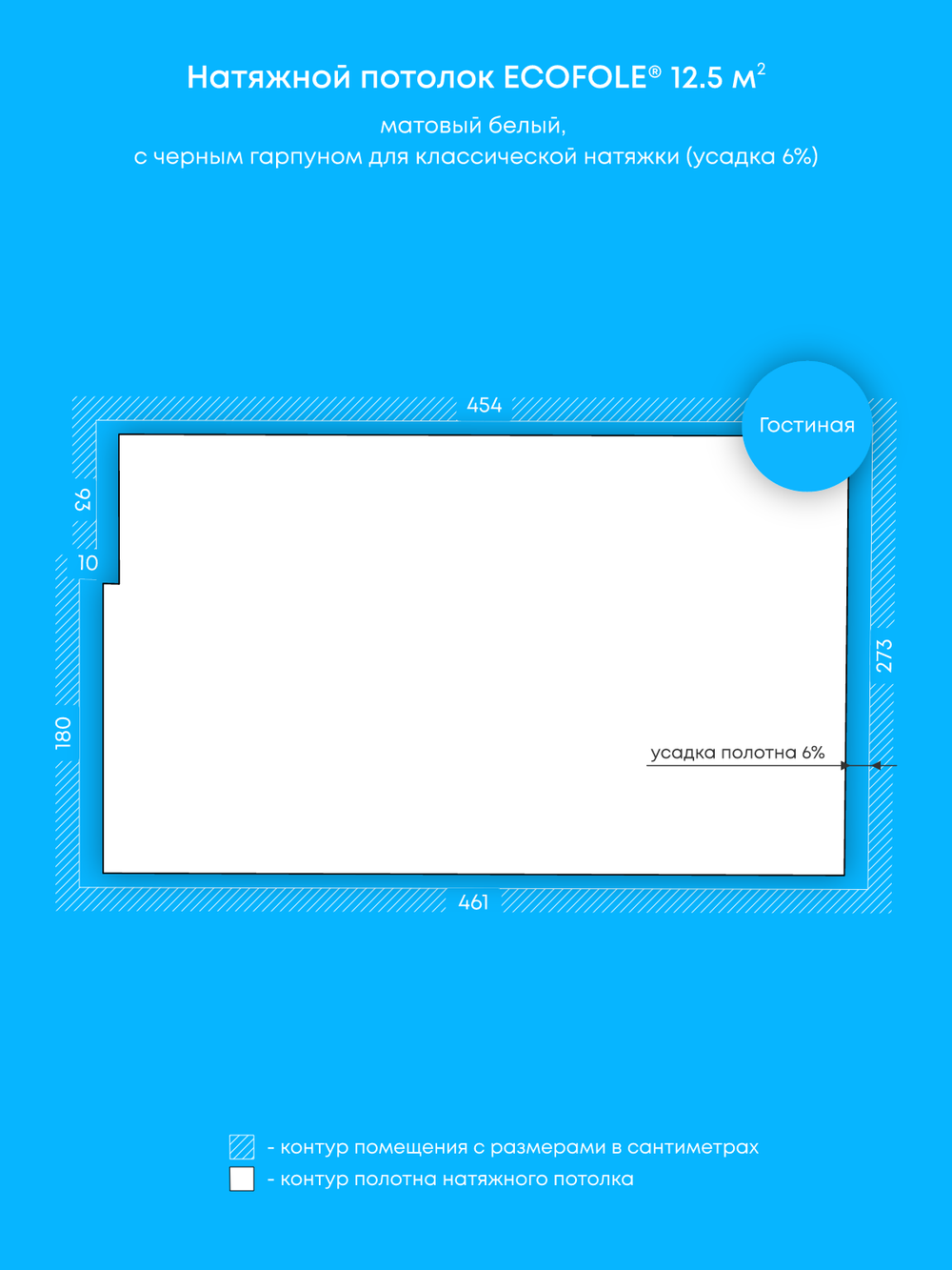 Натяжные потолки: 14.6 м2, 12.3 м2, 6.1 м2, 12.5 м2