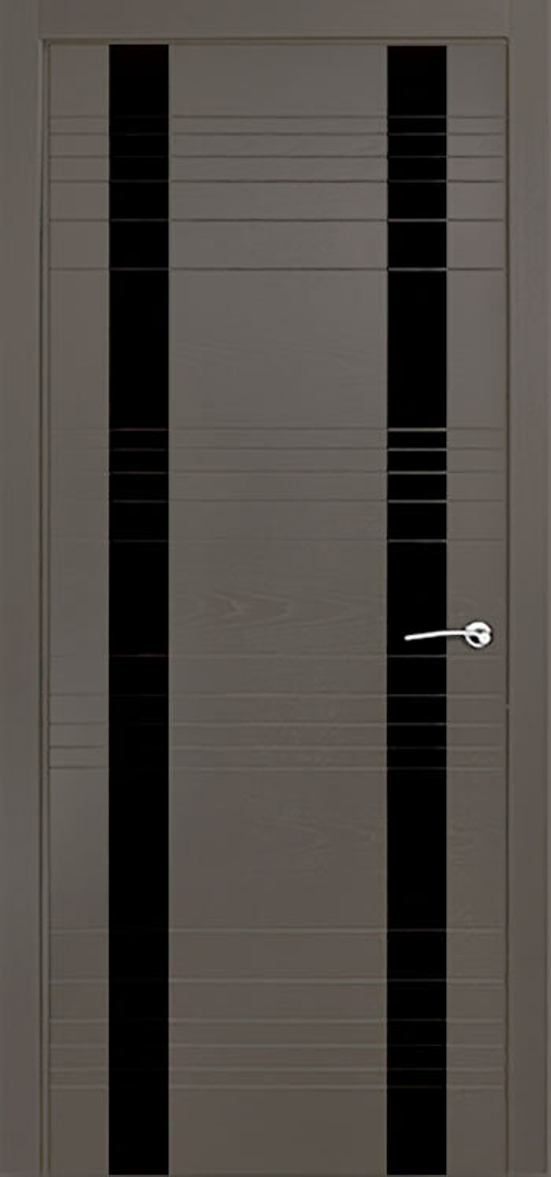 Межкомнатная дверь V-III / Цвет Гриджио / Остекление "Лакобель черное" / Двери Верда