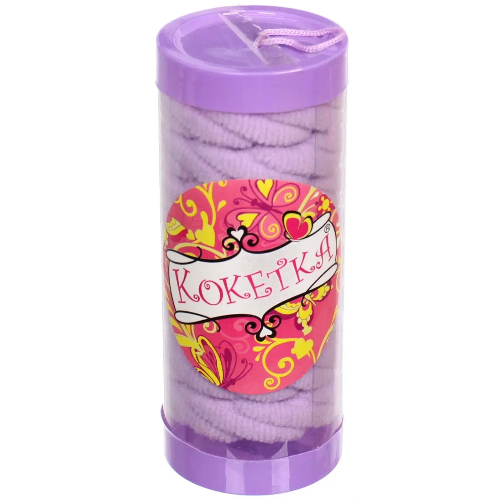 Резинки для волос детские в тубе 8шт «ЗАБАВА», косичка, цвет сиреневый, d-4см (наклейка Кокетка)