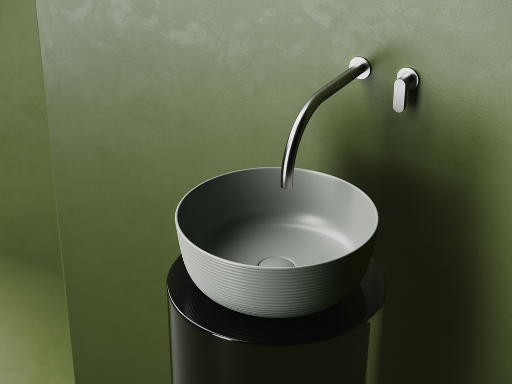 Раковина накладная круглая 356x356x135, цвет антрацит матовый