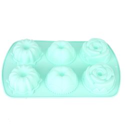Форма силиконовая для выпечки 6 ячеек "Цветочный микс" 7*7*3,5см/ 27*17*3,5см.(4вида)