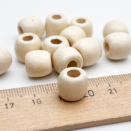 Деревянные бусины, бочонок, цвет молочный, размер около 10,5*11,5 мм, цена за набор 10 штук