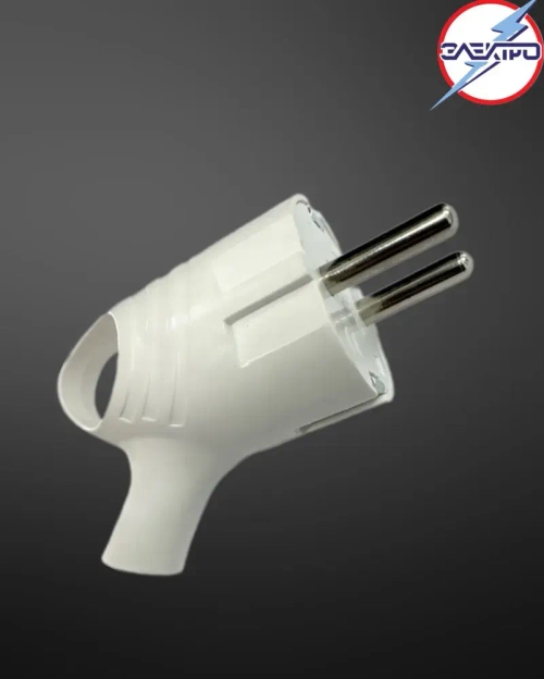 Вилка с ушком угловая белая 16А 1 штука в упаковке