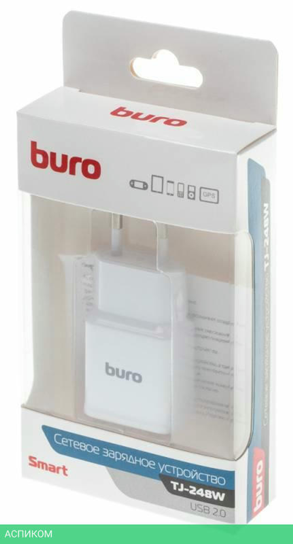 Сетевое зарядное устройство Buro TJ-248W QC 3.0 2.4A белый (TJ-248W)