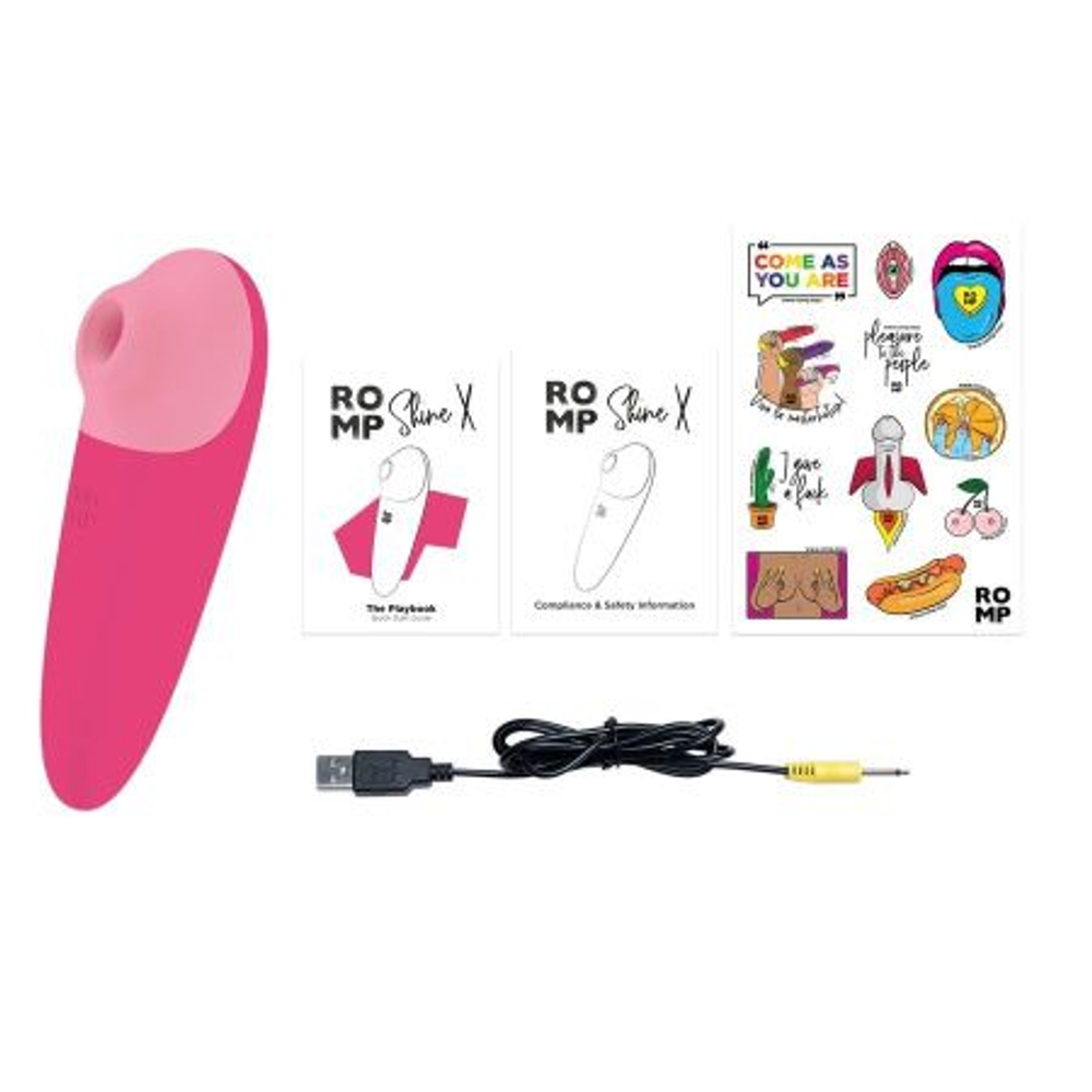 Стимулятор клитора ROMP Shine X, розовый, вакуумная и вибрационная стимуляция