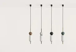 Подвесной светильник Anet, черный металл, белый мрамор