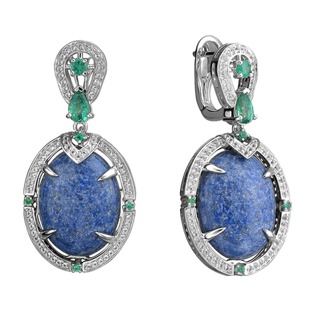 Серьги с изумрудами из белого золота JA-S-213014-1